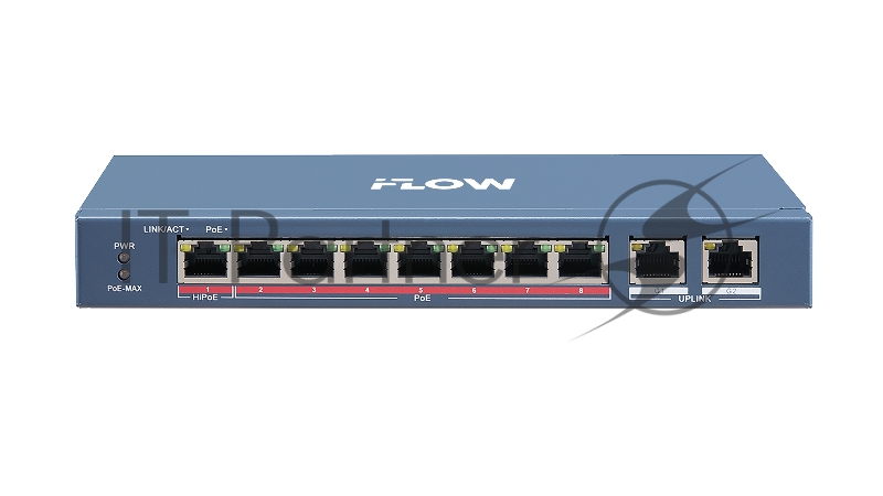 Коммутатор iFLOW F-SW-EU410HPOE-V, 8×100 Мбит/с PoE + 2×1 Гбит/с, неуправляемый