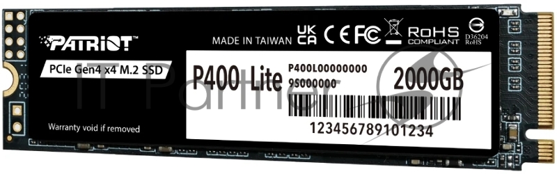 Накопитель SSD Patriot PCIe 4.0 x4 2Tb P400LP2KGM28H P400 Lite M.2 2280