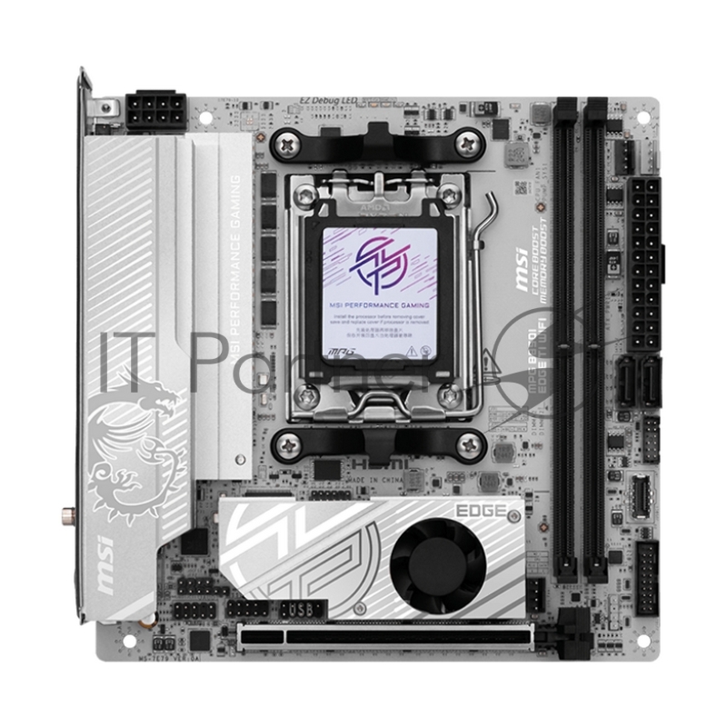 Материнская плата MSI MPG B850I EDGE TI WIFI, AM5, AMD B850, 2xDDR5, 2xSATA, 2xM.2, 1xPCIe 5.0 x16, HDMI, 1x5Gb LAN, USB Type-C, Wi-Fi 7, Bluetooth, 2x3.5 мм, 7.1, Mini-ITX