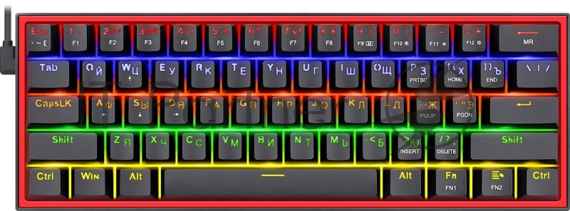 Клавиатура Redragon Fizz проводная, USB Type-A, чёрный/красный