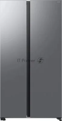 Холодильник Samsung RS70F65QETEO серебристый двухкамерный 420/239л морозилка сбоку, No Frost, Side by Side