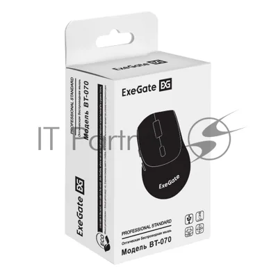 Мышь беспроводная ExeGate Professional Standard BT-070 черный, 1600 dpi, радиоканал, Bluetooth, USB, кнопки - 6