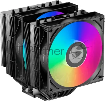 Кулер для процессора/CPU Cooler PCCooler RT620 ARGB BK (250W, 4-pin PWM, 157мм, Al/Cu, 6x6мм, 2x120мм, 73.32CFM, 34.9dBA, 2200RPM, S: 1851/1700/1200/115X, AM5/AM4, черный)