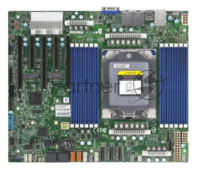 Материнская плата Supermicro H13SSL-NT, SP5, SoC, 12xDDR5 RDIMM, 8xSATA, 2xM.2 PCIe 5.0 x4, 3xPCIe 5.0 x16, 2xPCIe 5.0 x8, 1xVGA, 2x10GbE LAN, 4xUSB 3.0, ATX