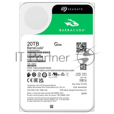 Жесткий диск HDD Seagate BarraCuda 20Tb 7200rpm SATA 512Mb 3.5"