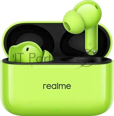 Наушники TWS Realme Buds T200 зеленый, внутриканальные, Bluetooth, до 28 ч