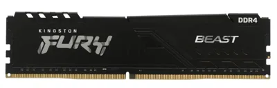 Оперативная память Kingston Fury Beast Black, DDR4, 8GB (1x8GB), 3200MHz, CL16, с радиатором, черный