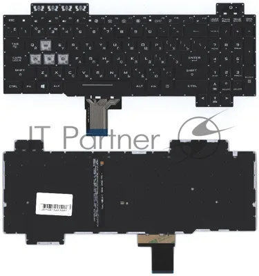 Клавиатура для ноутбука Asus Gaming FX504 черная с белой подсветкой