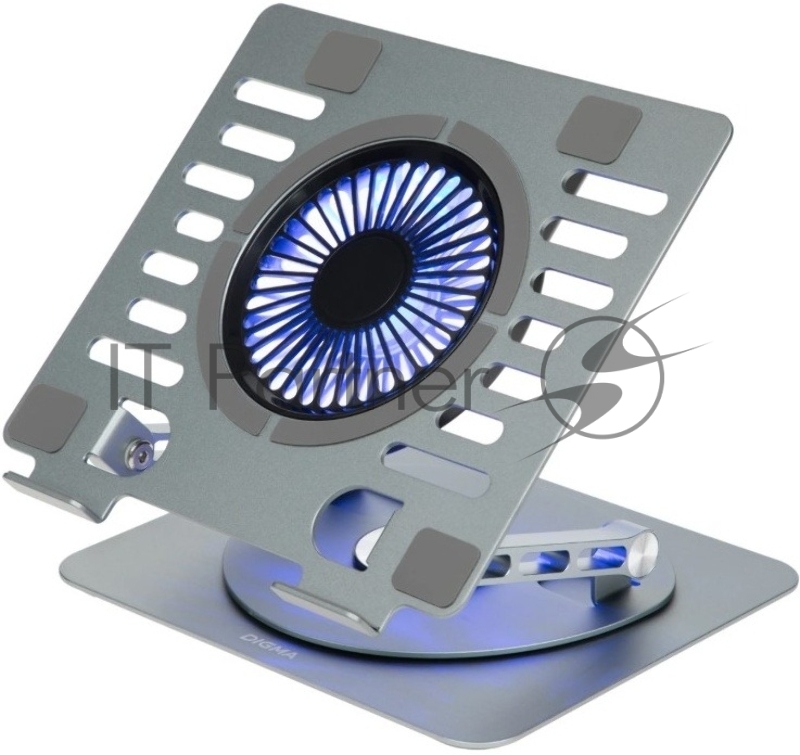 Подставка для ноутбука Digma D-NCP170-1xRGb110-360 17" 240x230x50мм 28дБ 2xUSB 1x 110ммFAN 940г Fan-control алюминий серый