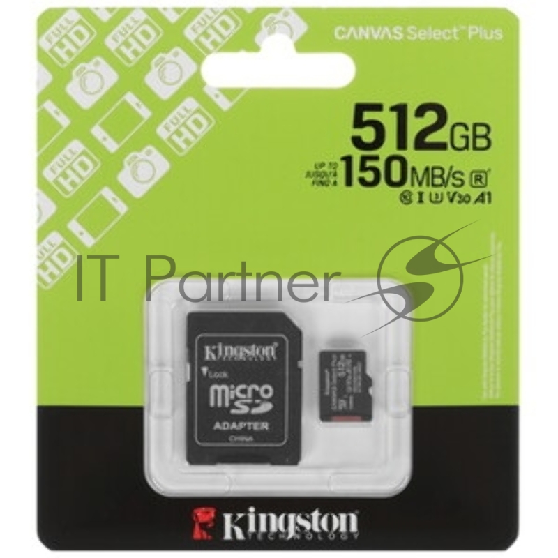 Флеш карта microSDXC 512Gb Kingston SDCS3/512Gb Canvas Select Plus + adapter