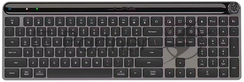 Клавиатура JLab Epic Keyboard гибридная, USB Type-A, Bluetooth, радиоканал, серый