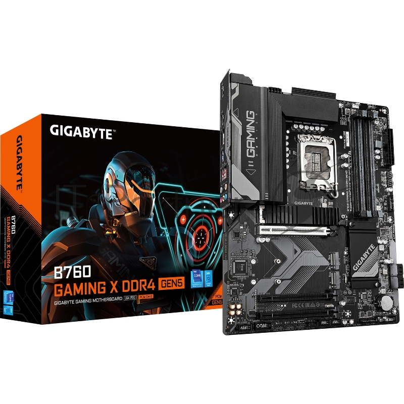 Материнская плата Gigabyte B760 GAMING X D4 GEN5, LGA1700, Intel B760, 4xDDR4, 4xSATA, 3xM.2, 1xPCIe 5.0 x16, DisplayPort, HDMI, 1x2.5Gb LAN, 6x3.5 мм, 7.1, ATX