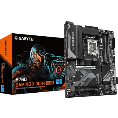 Материнская плата Gigabyte B760 GAMING X D4 GEN5, LGA1700, Intel B760, 4xDDR4, 4xSATA, 3xM.2, 1xPCIe 5.0 x16, DisplayPort, HDMI, 1x2.5Gb LAN, 6x3.5 мм, 7.1, ATX