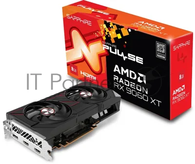 Видеокарта Sapphire AMD Radeon RX 9060 XT Pulse Gaming OC, 8 GB GDDR6, 128 bit, 2xDisplayPort, 2xHDMI, GPU 2700 MHz