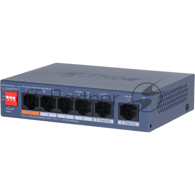 Коммутатор Dahua DH-CS4006-4GT-36, 4×1 Гбит/с PoE+ + 2×1 Гбит/с, управляемый