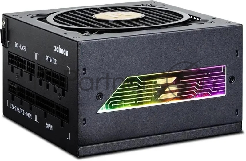 Блок питания Zalman ZM1000-TMX2 VIEW, 1000W, ATX12V v3.0, APFC, 12cm Fan, 80 PLUS Gold Gen5, Full Modular, side ARGb lights, Retail