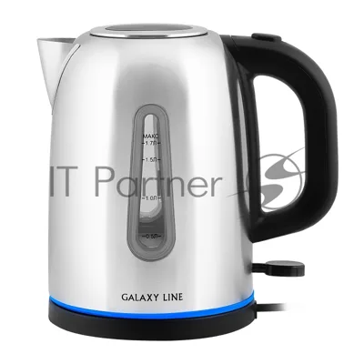 Электрочайник Galaxy GL 0366 серебристый, 1.7 л, 2200 Вт, скрытый нагревательный элемент