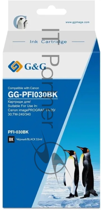 Картридж струйный G&G GG-PFI030BK PFI-030BK черный (55мл) для Canon imagePrograf TA-20/30 TM-240/340