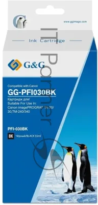 Картридж струйный G&G GG-PFI030BK PFI-030BK черный (55мл) для Canon imagePrograf TA-20/30 TM-240/340