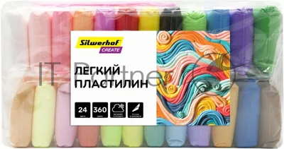 Пластилин легкий Silwerhof Create LC24OP-360st 24цв. 15гр. стек 3шт пакет