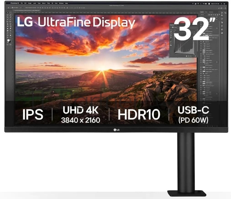 Монитор LG 31.5" 32UN880K-B черный IPS LED 5ms 16:9 HDMI M/M матовая HAS Piv 1000:1 350cd 178гр/178гр 3840x2160 60Hz DP 4K USB 10.3кг