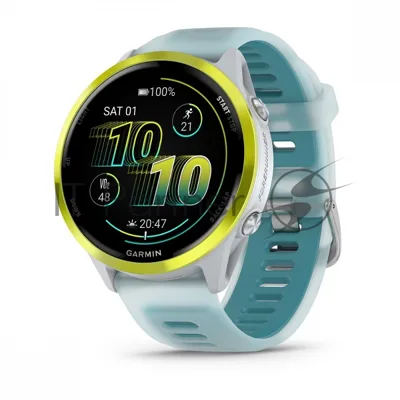 Умные часы Garmin Forerunner 570, 1.4" AMOLED, Wi-Fi, Bluetooth, NFC, 50м, белый / желтый / бирюзовый