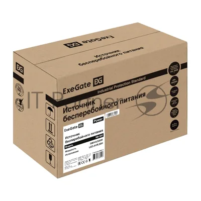 Источник бесперебойного питания ExeGate Power NB-500.LED.AVR.2SH (500VA/300W, LED, AVR, 2*Schuko, батарея 12V 4.5Ah, черный)