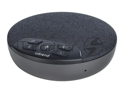 Спикерфон Intrend ITSPH-W200 4 капсюля, BT+USB, эффективный радиус 3м, ANC, AEC, AGC, полнодуплексная связь, беспроводное каскадирование 2х спикерфонов, аккумулятор: время работы в режиме разговора до 12 часов. В комплекте USB-dongle