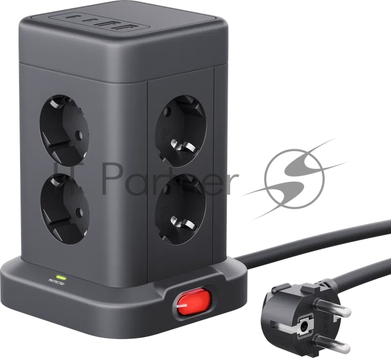 Сетевой фильтр Defender ILS 451 черный (2 м, 8 розеток, 2USB-A, 2USB-C)