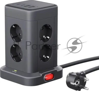 Сетевой фильтр Defender ILS 451 черный (2 м, 8 розеток, 2USB-A, 2USB-C)