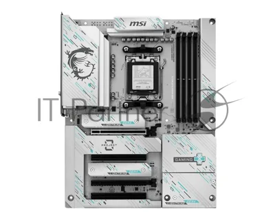 Материнская плата MSI B850 GAMING PLUS WIFI PZ, AM5, AMD B850, 4xDDR5, 4xSATA, 3xM.2, 1xPCIe 5.0 x16, 1xPCIe 4.0 x4, 2xPCIe 3.0 x1, 1xDP, 1x5Gb LAN, Wi-Fi 7, Bluetooth 5.4, 2xUSB-C 10Gbps, 1xUSB-C 5Gbps, 1xUSB-A 10Gbps, 1xUSB-A 5Gbps, 4xUSB-A 2.0, 3x3.5 мм, 7.1, ATX