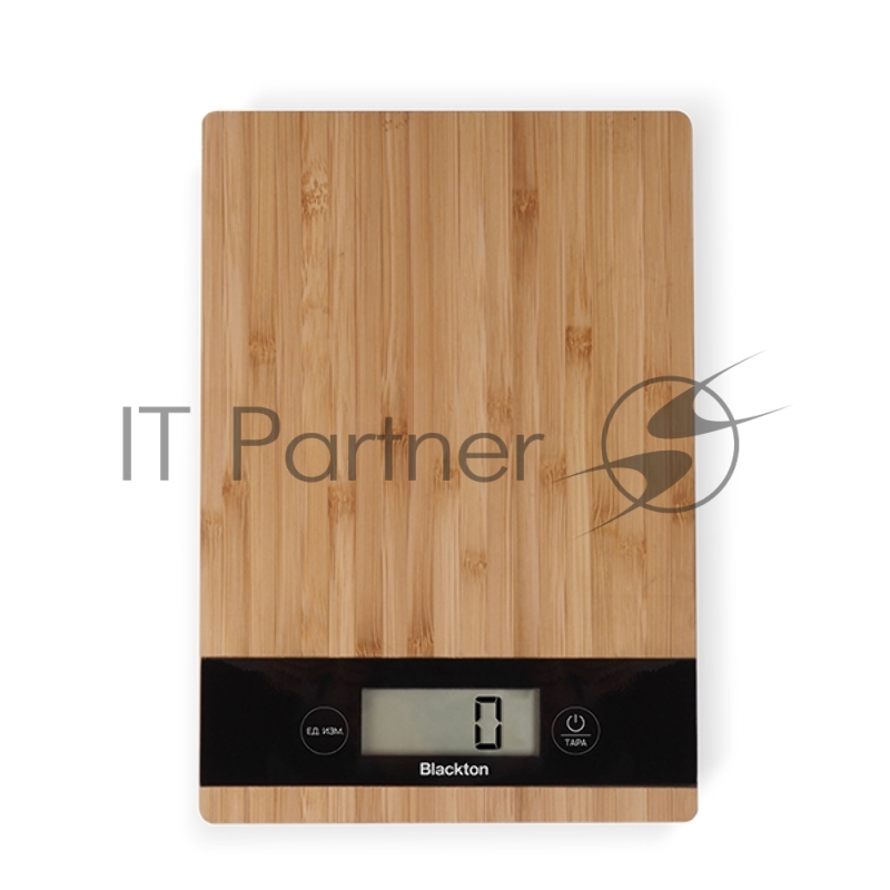 Весы кухонные Blackton Bt KS111 Bamboo, тип управления: сенсорное, дисплей LCD, количество высокочувствительных датчиков: 4, выбор единиц измерения: грамм, унция, фунт:унция, миллилитр (молоко, вода), жидкая унция (молоко, вода), интервал измерения: 1 г, максимальный вес: 5 кг, функция вычета веса тары, индикация перегрузки, индикатор замены батарейки, автоматическое и ручное отключение, автообнуление, материал корпуса: бамбук, нескользящие ножки, источник питания: 2 x AAA, номинальное напряжени
