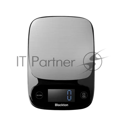 Весы кухонные Blackton Bt KS112 черный, тип управления: сенсорное, дисплей LCD, количество высокочувствительных датчиков: 1, выбор единиц измерения: грамм, килограмм, фунт:унция, миллилитр (молоко, вода), жидкая унция, унция, интервал измерения: 1 г, максимальный вес: 10 кг, функция вычета веса тары, индикация перегрузки, индикатор замены батарейки, автоматическое и ручное отключение, автообнуление, материал корпуса: пластик, металл, нескользящие ножки, источник питания: 2 x AAA, номинальное нап