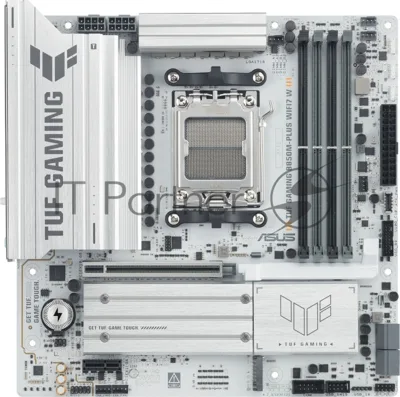 Материнская плата Asus TUF GAMING B850M-PLUS WIFI7 W, AM5, AMD B850, 4xDDR5, 4xSATA, 3xM.2, 1xPCIe 5.0 x16, 1xPCIe 3.0 x1, 1xDP, 1xHDMI, 1x2.5Gb LAN, Wi-Fi 7, Bluetooth 5.4, 1xUSB-C 20Gbps, 3xUSB-A 10Gbps, 4xUSB-A 5Gbps, 4xUSB-A 2.0, 5x3.5 мм, 7.1, mATX