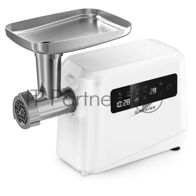 Мясорубка электрическая BRAYER BR1614 черный, 2000 Вт, 2.0 кг/мин, реверс, защита от перегрузки, металлический лоток, насадки - 8