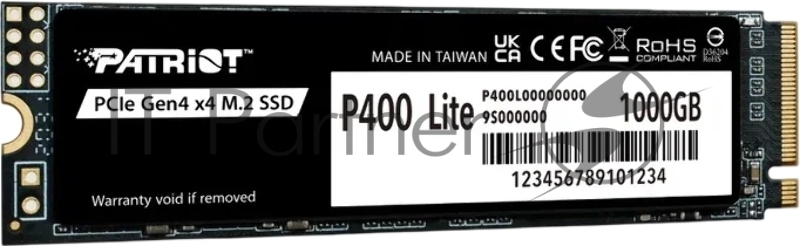 Накопитель SSD Patriot P400 Lite 1Tb M.2 2280 NVMe PCle 4.0 x4 R3500/W2700 TbW 560Tb 3D NAND with HS