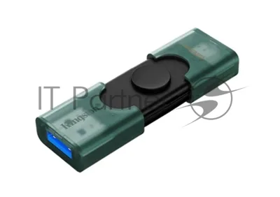 Флешка USB Kingston DataTraveler Duo (DTDEG2/128Gb), 128Gb, USB 3.2/Type-C, R/W 100/60, зеленая