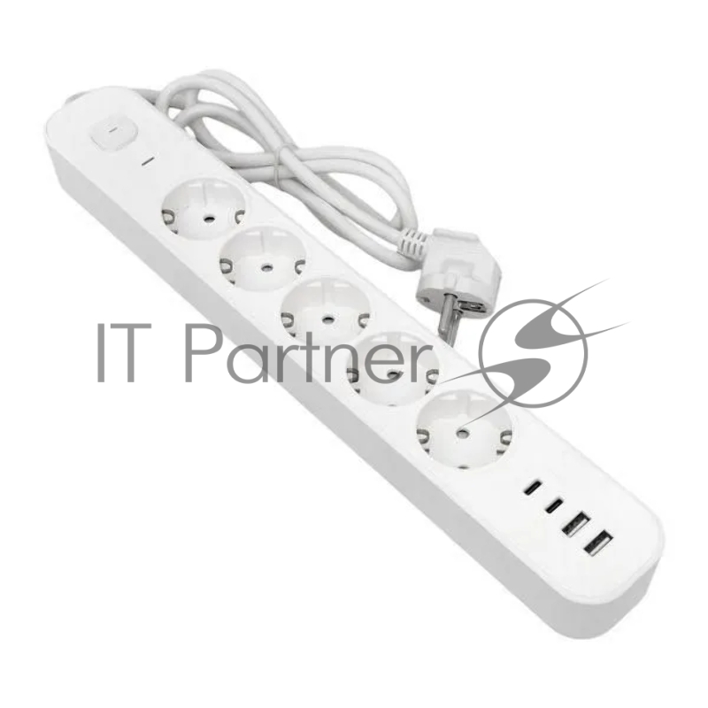Удлинитель EKF UBA-LUX-515-TC 5х1.5 м IP20 2USB 2.4А+2type-C LUX 1.5 кв.мм
