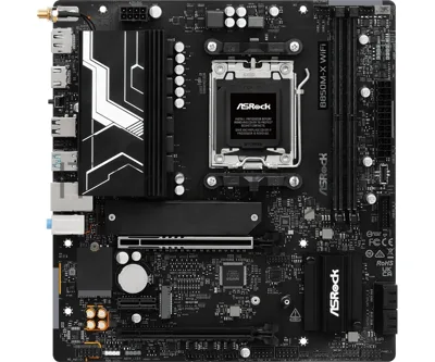 Материнская плата ASROCK B850M-X WIFI R2.0, AM5, AMD B850, 2xDDR5, 4xSATA, 2xM.2, 1xPCIe 5.0 x16, 1xPCIe 4.0 x4, 1xPCIe 3.0 x1, 1xDP, 1xHDMI, 1x2.5Gb LAN, Wi-Fi 6E, BT 5.2, 1xUSB-C 5Gbps, 3xUSB-A 5Gbps, 2xUSB-A 2.0, 3x3.5 мм, 7.1, mATX