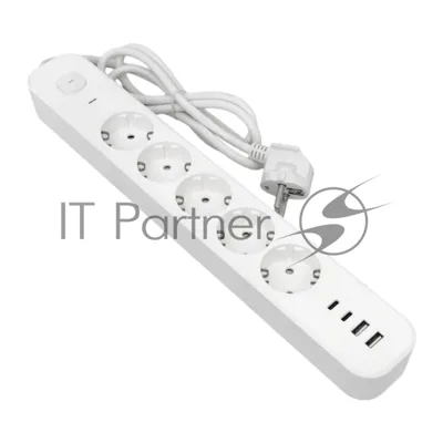 Удлинитель 5х5 м IP20 2USB 2.4А+2type-C LUX 1.5 кв.мм EKF UBA-LUX-505-TC