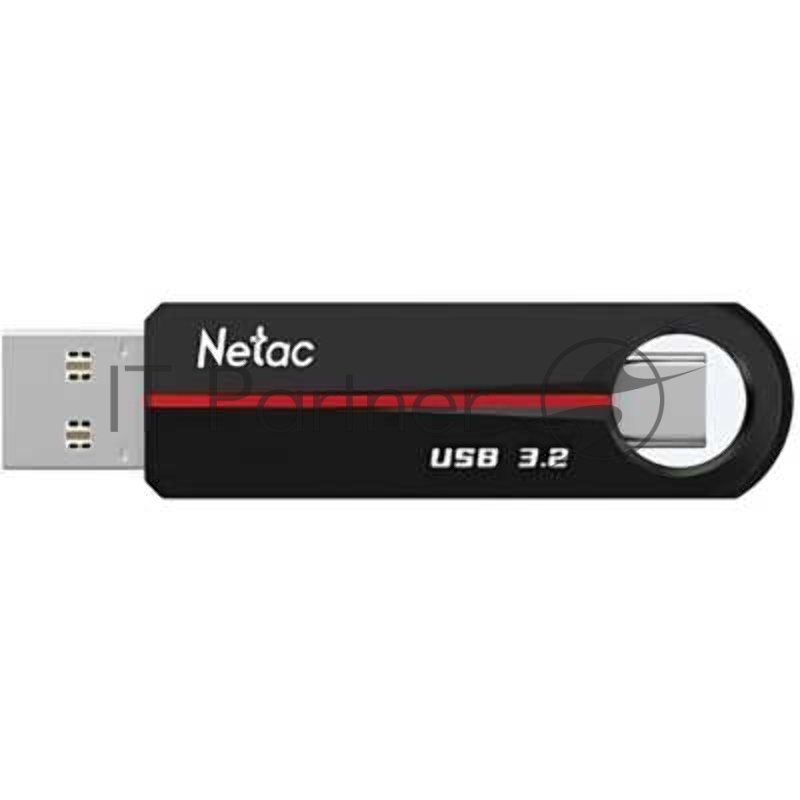 Флешка USB Netac US18 (NT03US18C-128G-32BK), 128Gb, USB 3.2/TypeC, R/W 200/100, черный/красный