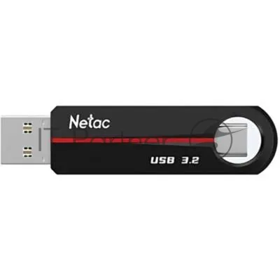 Флешка USB Netac US18 (NT03US18C-128G-32BK), 128Gb, USB 3.2/TypeC, R/W 200/100, черный/красный