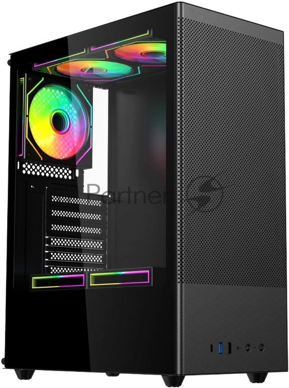 Компьютерный корпус ACD Citadel 108B ATX, Type-C + 2XUSB ports + HD audio combo, Mesh, TG, черный.