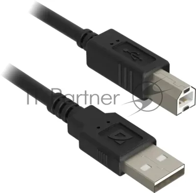 USB кабель Defender USB 2.0 AM-BM 30AWG, никель, 3м 1