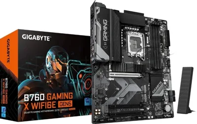 Материнская плата GIGABYTE B760 GAMING X WIFI6E GEN5, LGA1700, Intel B760, 4xDDR5, 4xSATA, 3xM.2, 1xPCIe 5.0 x16, DisplayPort, HDMI, 1x2.5Gb LAN, USB Type-C, 6x3.5 мм, 7.1, ATX
