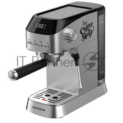 Кофеварка рожкового типа электрическая Endever Costa-1089, объем-1,2л, стальной/черный, мощность 1350 Вт, давление 20 бар