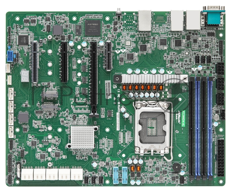 Материнская плата серверная ASRock EC266D4-4L, LGA1700, Intel C266, 4xDDR5 (ECC), 14xSATA, 2xM.2, 1xPCIe 5.0 x16, 1xPCIe 5.0 x8, 1xPCIe 4.0 x4, 1xVGA, 5x1Gb LAN (вкл. IPMI), 2xUSB-A 5Gbps, 1xCOM, ATX
