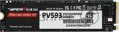 Накопитель SSD M.2 Viper 4.0Tb VP593 Series PV593P4TbM28H (PCI-E 5.0 x4, up to 14000/13000MBs, 3D TLC, 3000TbW, DRAM, NVMe 2.0, SM2508)