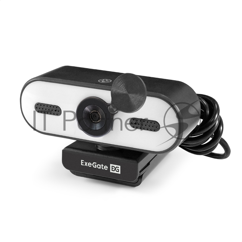 Веб-камера ExeGate eStudio EW-722 2560x1440, 30 кадр/с, USB Type-A, микрофон (2 шт, шумоподавление), автоматическая фокусировка, автоосвещение, шторка приватности, универсальное крепление