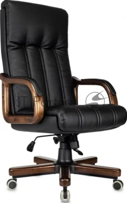 Кресло руководителя Бюрократ T-9932Walnut черный, кожа, крестов. металл/дерево